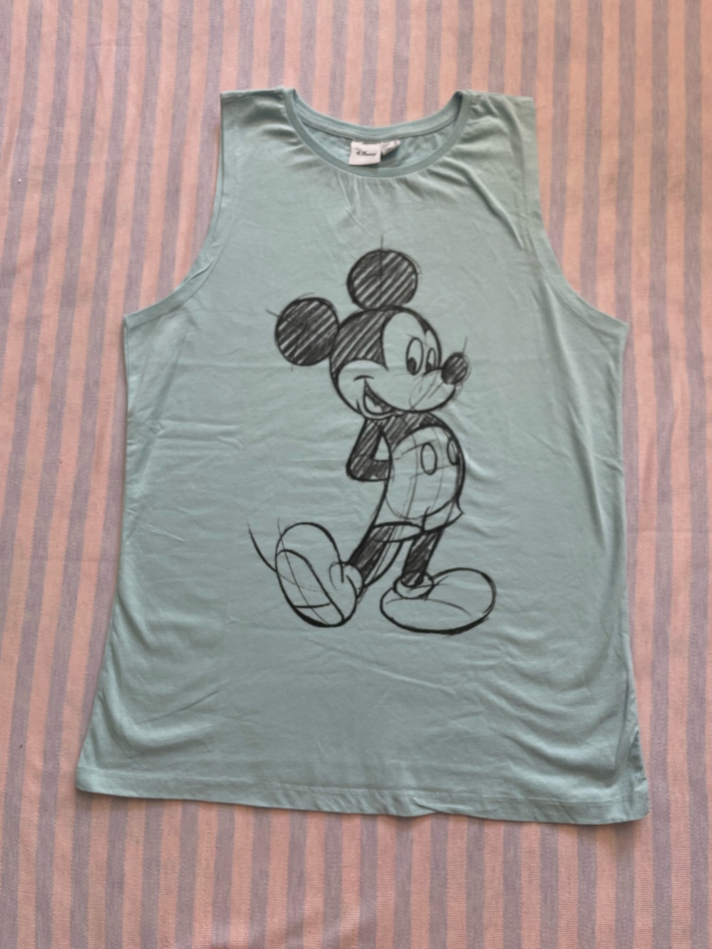 Disney Mint Green Tank Top with Black Mickey Sketch